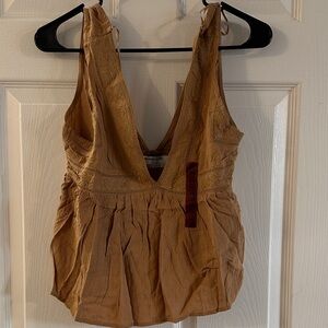 Elegant Tan Sleeveless Crop Top